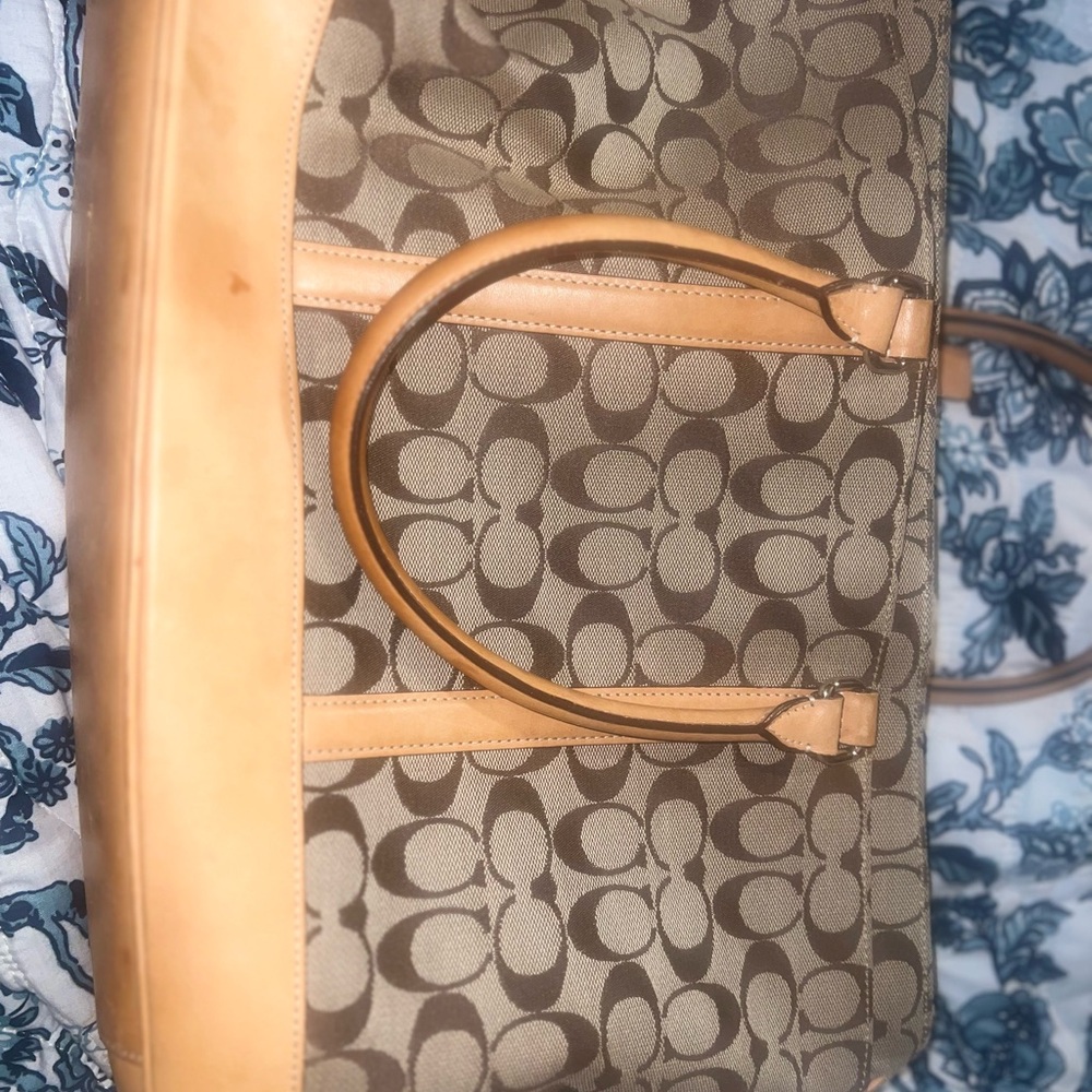 Coach Beige and Brown Signature Tote - Picture 2 of 5
